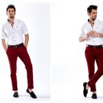 Eleganckie spodnie męskie w kolorze bordowym