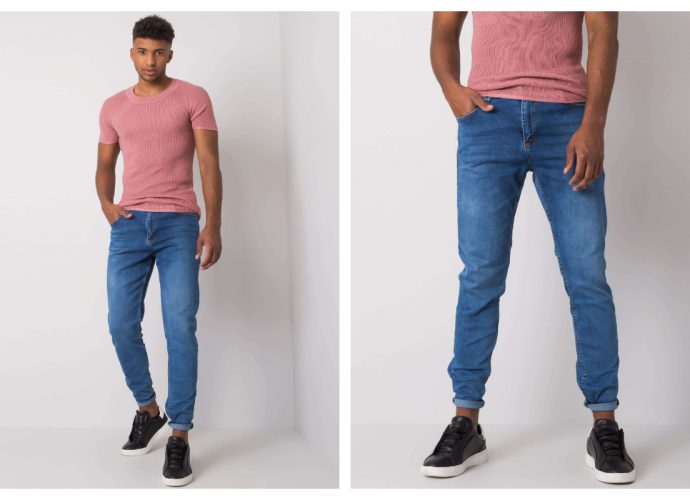 dopasowane jeansy męskie w odcieniu denim blue