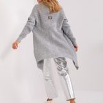 Szary kardigan damski z długim rękawem OCH BELLA